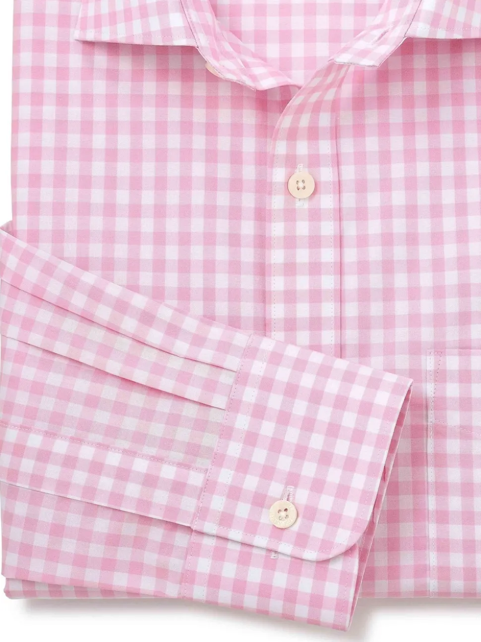 Savile Row Company Pink Classic Fit Gingham Check Cotton Single Cuff Formal Shirt