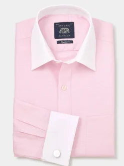 Savile Row Company Pink Textured Cotton Classic Fit Winchester Formal Shirt