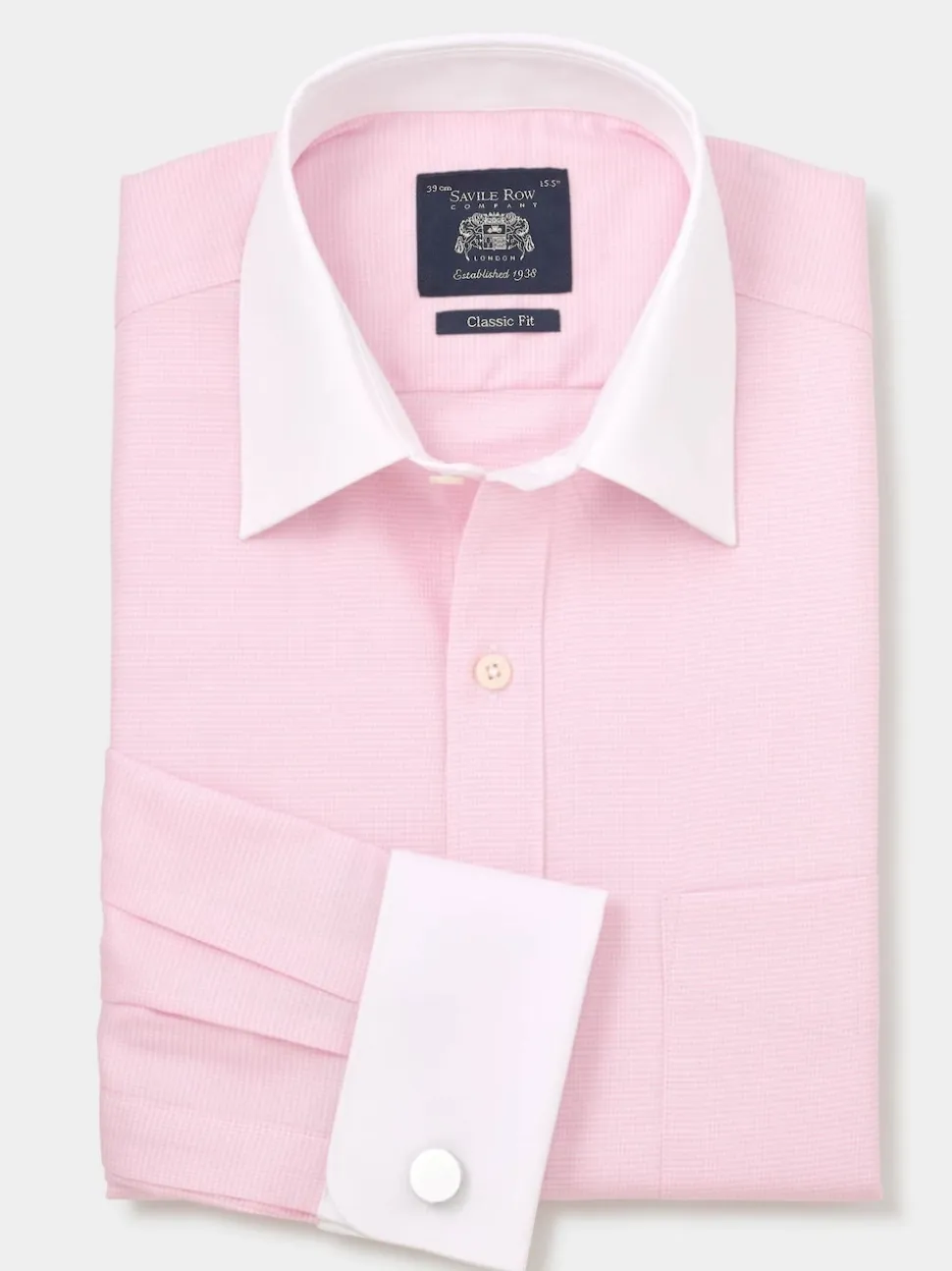 Savile Row Company Pink Textured Cotton Classic Fit Winchester Formal Shirt