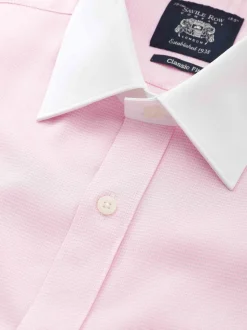 Savile Row Company Pink Textured Cotton Classic Fit Winchester Formal Shirt