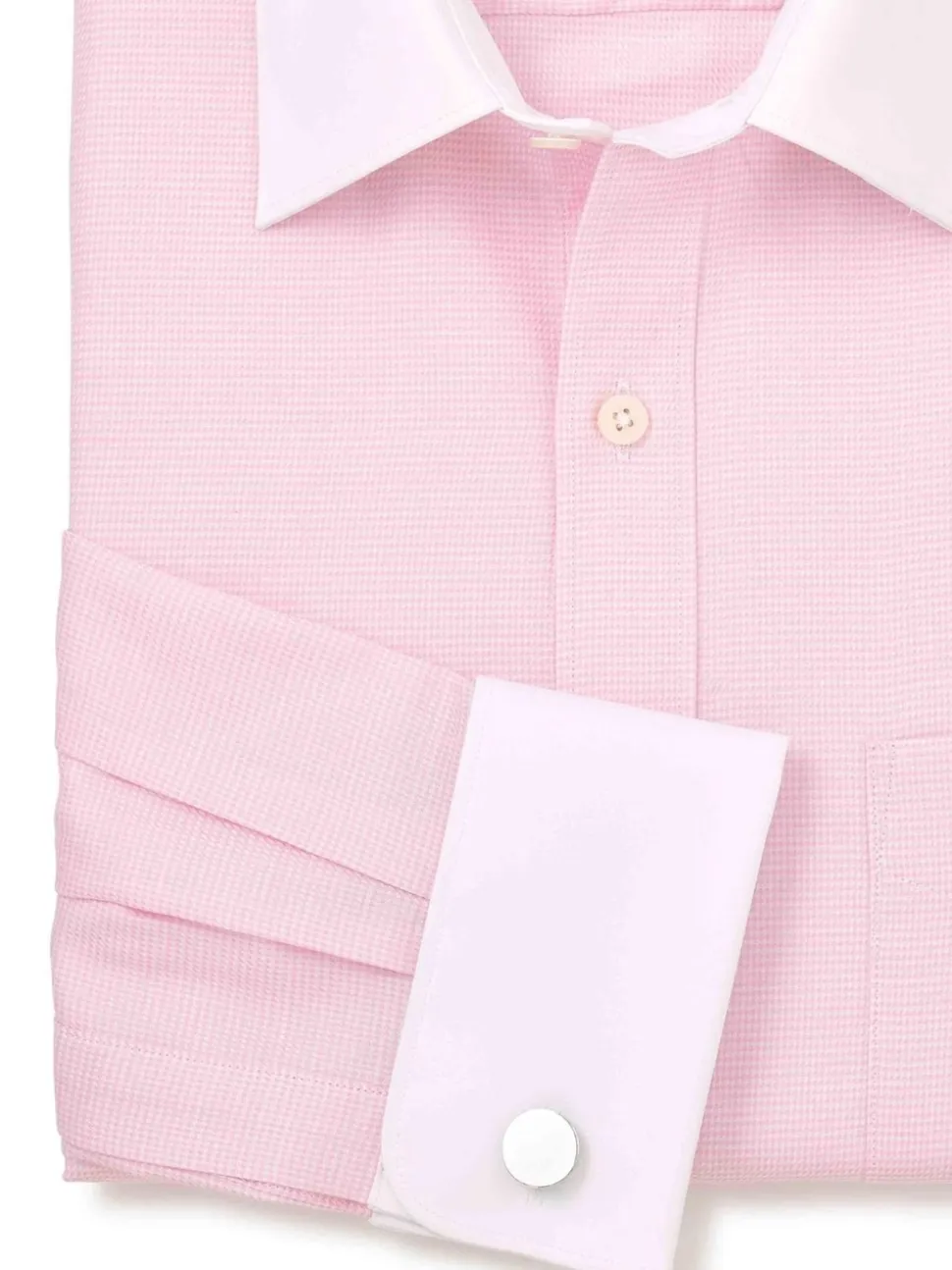 Savile Row Company Pink Textured Cotton Classic Fit Winchester Formal Shirt