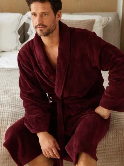 Savile Row Company Red Lightweight Soft Fleece Dressing Gown