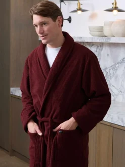 Savile Row Company Red Lightweight Soft Waffle Fleece Dressing Gown