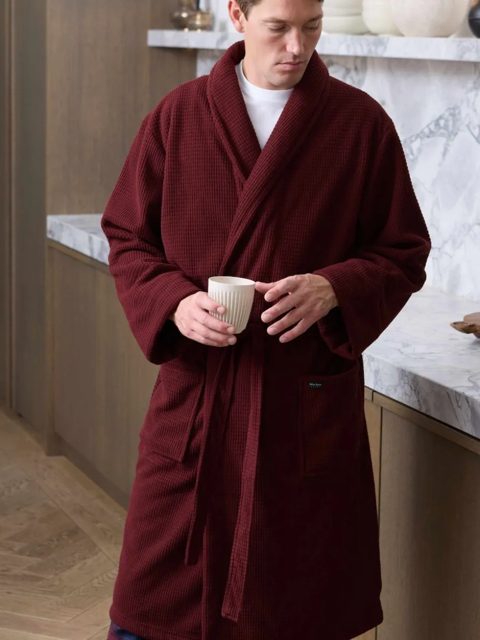 Savile Row Company Red Lightweight Soft Waffle Fleece Dressing Gown