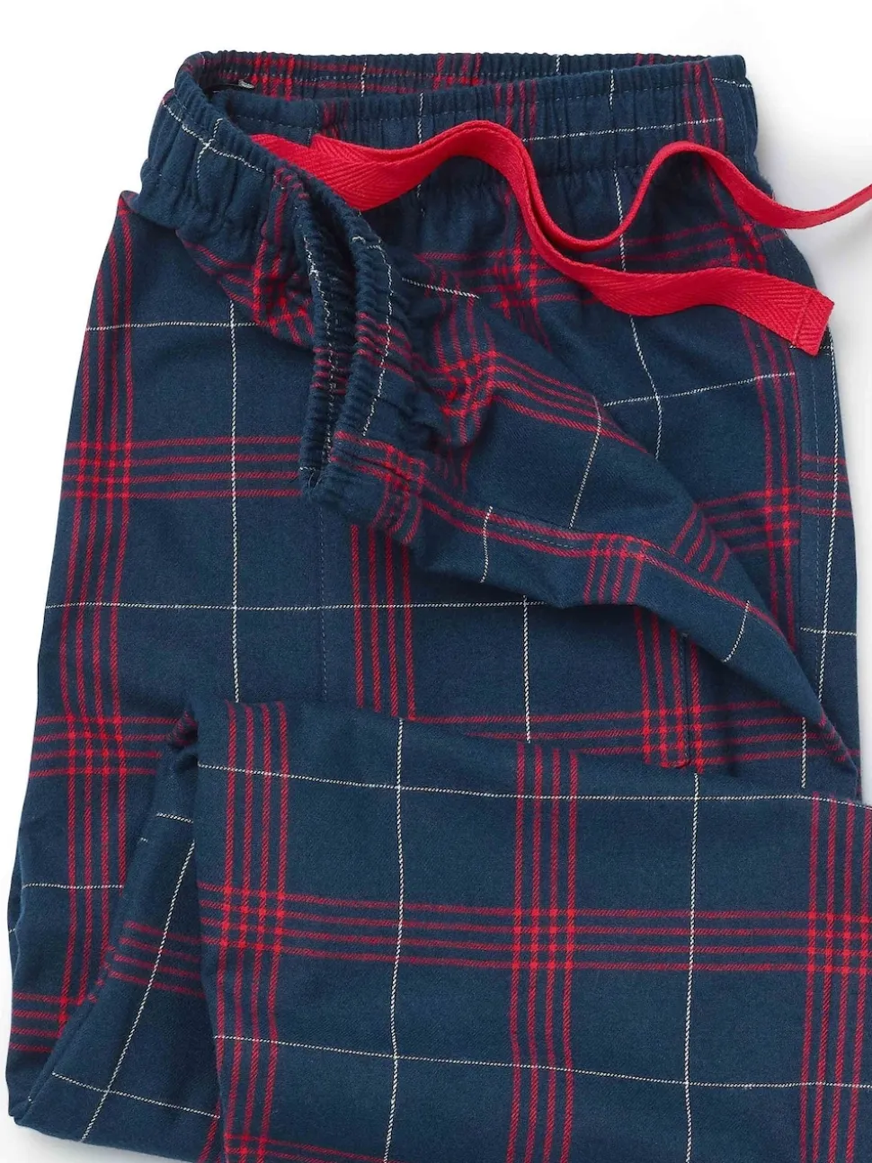 Savile Row Company Red Window Check Brushed Cotton Twill Pyjama Bottoms