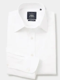 Savile Row Company White Cotton Dobby Classic Fit Non-Iron Single Cuff Formal Shirt