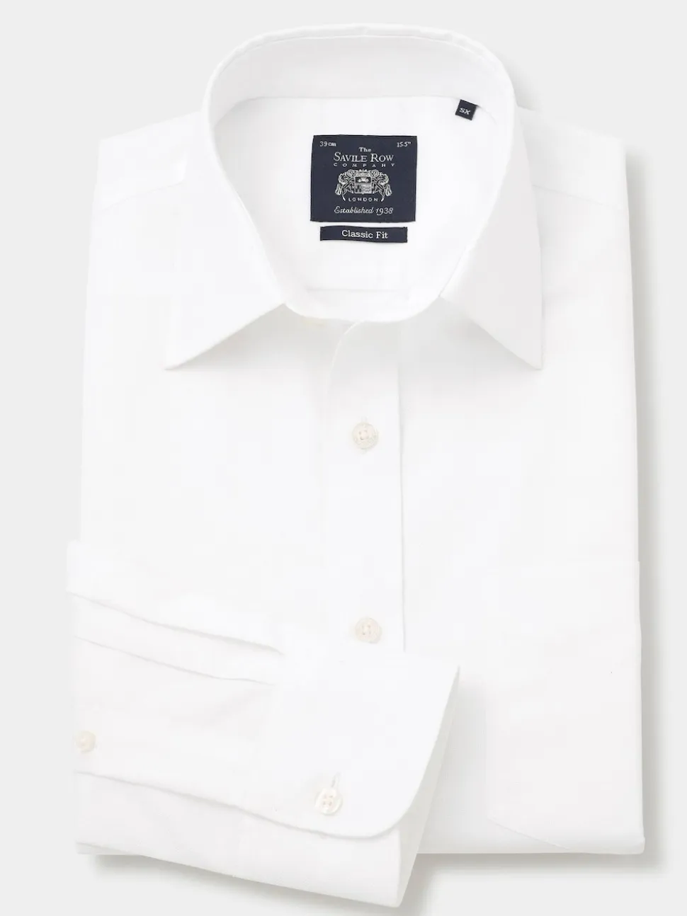 Savile Row Company White Cotton Dobby Classic Fit Non-Iron Single Cuff Formal Shirt