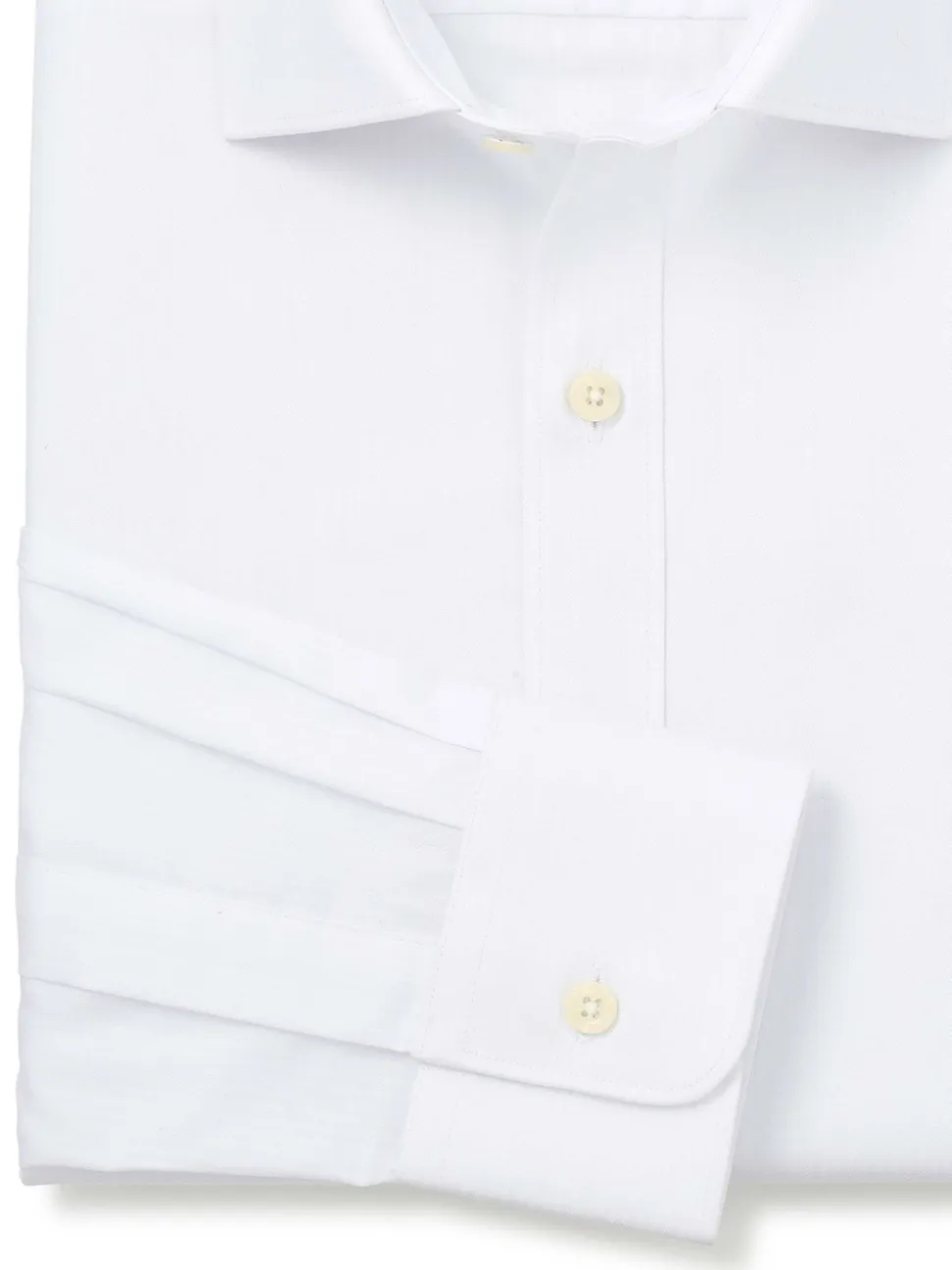 Savile Row Company White Slim Fit Herringbone Cotton Single Cuff Formal Shirt