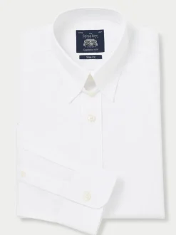 Savile Row Company White Tab Collar Slim Fit Single Cuff Cotton Shirt