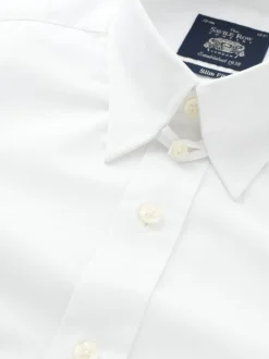 Savile Row Company White Tab Collar Slim Fit Single Cuff Cotton Shirt