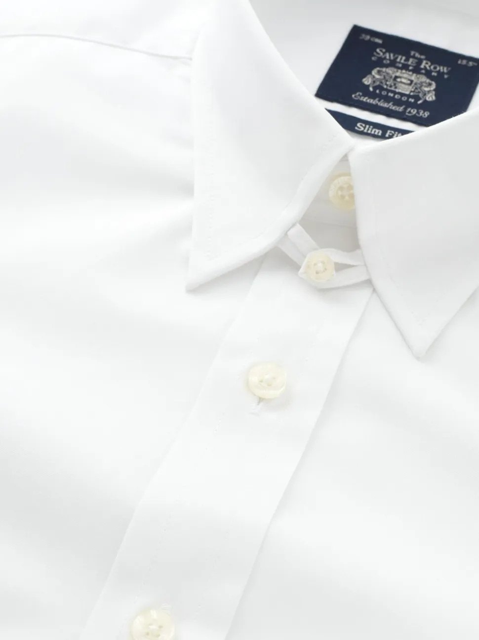 Savile Row Company White Tab Collar Slim Fit Single Cuff Cotton Shirt