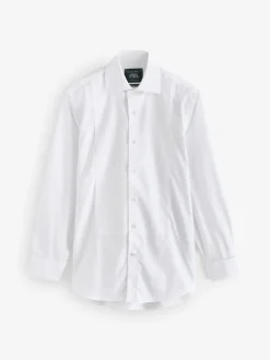 Savile Row Company White Classic Fit Marcella Bib Tuxedo Cotton Shirt