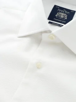 Savile Row Company White Classic Fit Marcella Bib Tuxedo Cotton Shirt