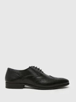 Schuh Black Row Leather Brogue Shoes
