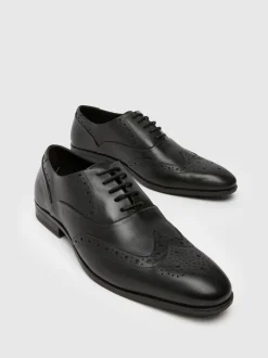 Schuh Black Row Leather Brogue Shoes