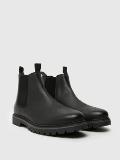 Schuh Black Wide Fit Dawson Leather Chelsea Boots