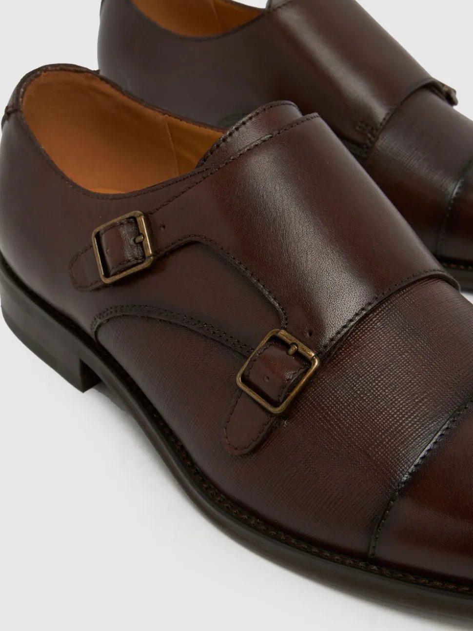 Schuh Brown Rocky Leather Monk Shoes