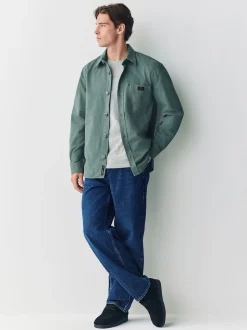 Seafoam Green Canvas Cord Collar Shacket Overshirt
