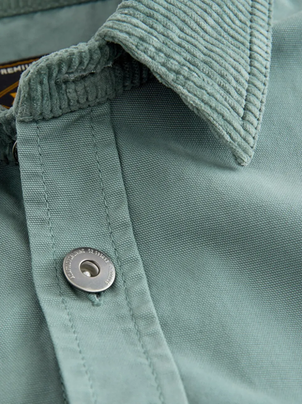 Seafoam Green Canvas Cord Collar Shacket Overshirt
