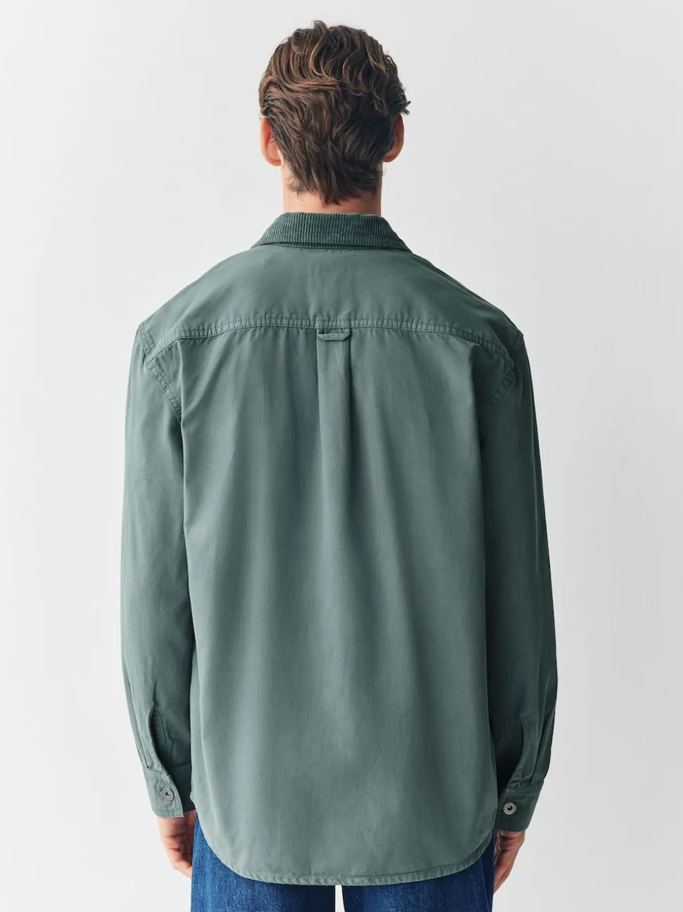 Seafoam Green Canvas Cord Collar Shacket Overshirt