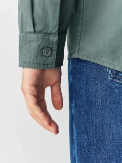 Seafoam Green Canvas Cord Collar Shacket Overshirt