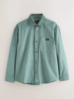 Seafoam Green Canvas Cord Collar Shacket Overshirt