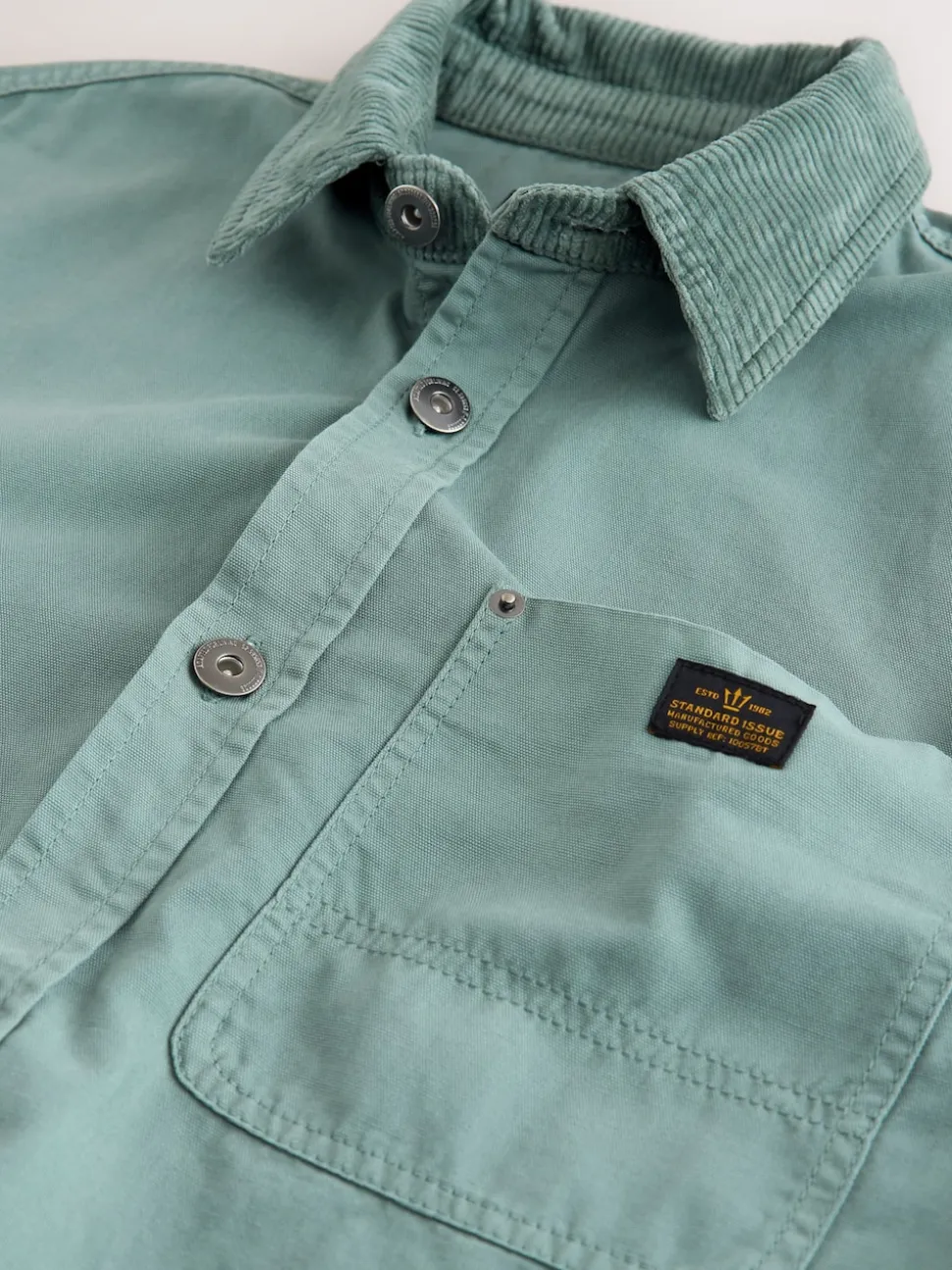 Seafoam Green Canvas Cord Collar Shacket Overshirt