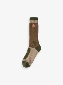 Sealskinz Brown Gresham Wool Mid Colour Block Socks