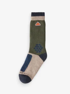 Sealskinz Green Gresham Wool Mid Colour Block Socks