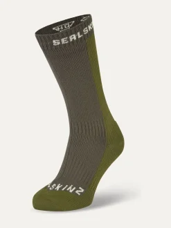 Sealskinz Starston Green Waterproof Cold Weather Mid Length Socks