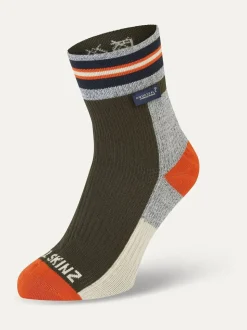 Sealskinz Surlingham Waterproof All Weather Ankle Length Striped Cuff Socks