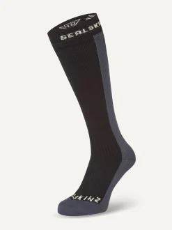 Sealskinz Worstead Waterproof Cold Weather Knee Length Black Socks