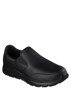 Skechers Black Bronwood Slip Resistant Slip-On Mens Work Shoes