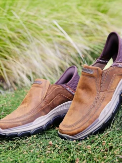 Skechers Brown Respected Elgin Slip In Shoes