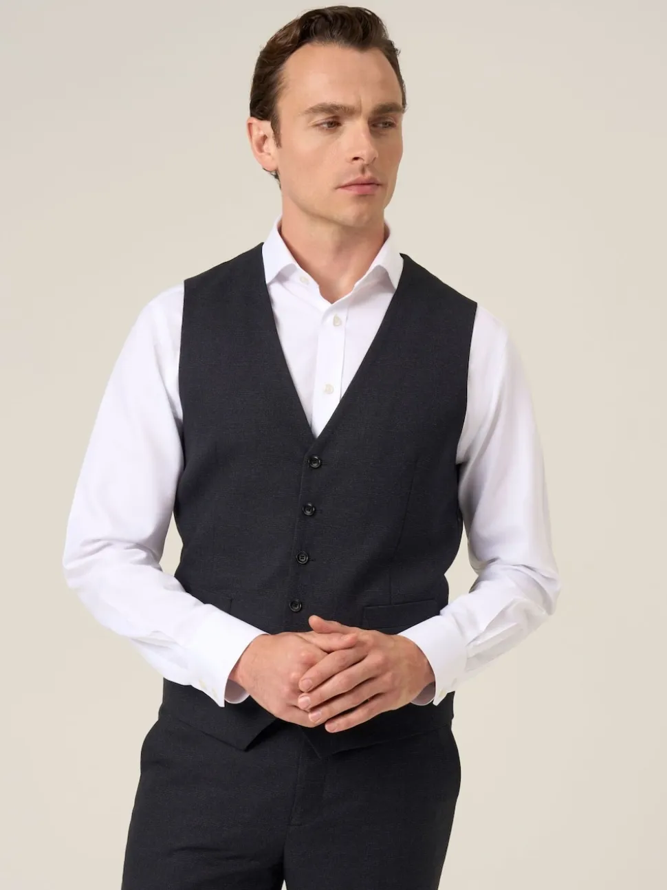 Skopes Black Methley Semi-Plain Suit Waistcoat