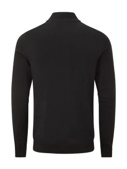 Skopes Black Miles Merino Blend Quarter Zip Sweater