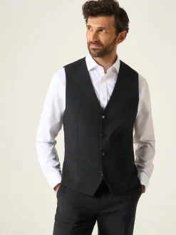 Skopes Black Single Breasted Wool Rich Darwin Suit Waistcoat