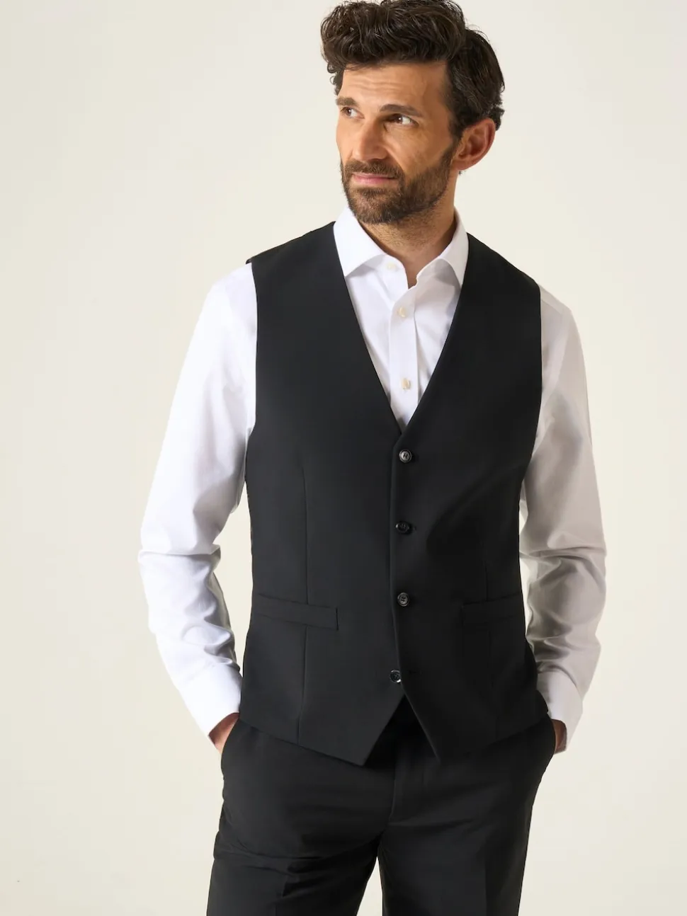 Skopes Black Single Breasted Wool Rich Darwin Suit Waistcoat