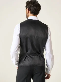 Skopes Black Single Breasted Wool Rich Darwin Suit Waistcoat