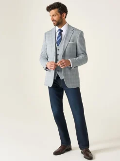 Skopes Blue Aspen Tailored Fit Single Breasted Puppytooth Check Waistcoat