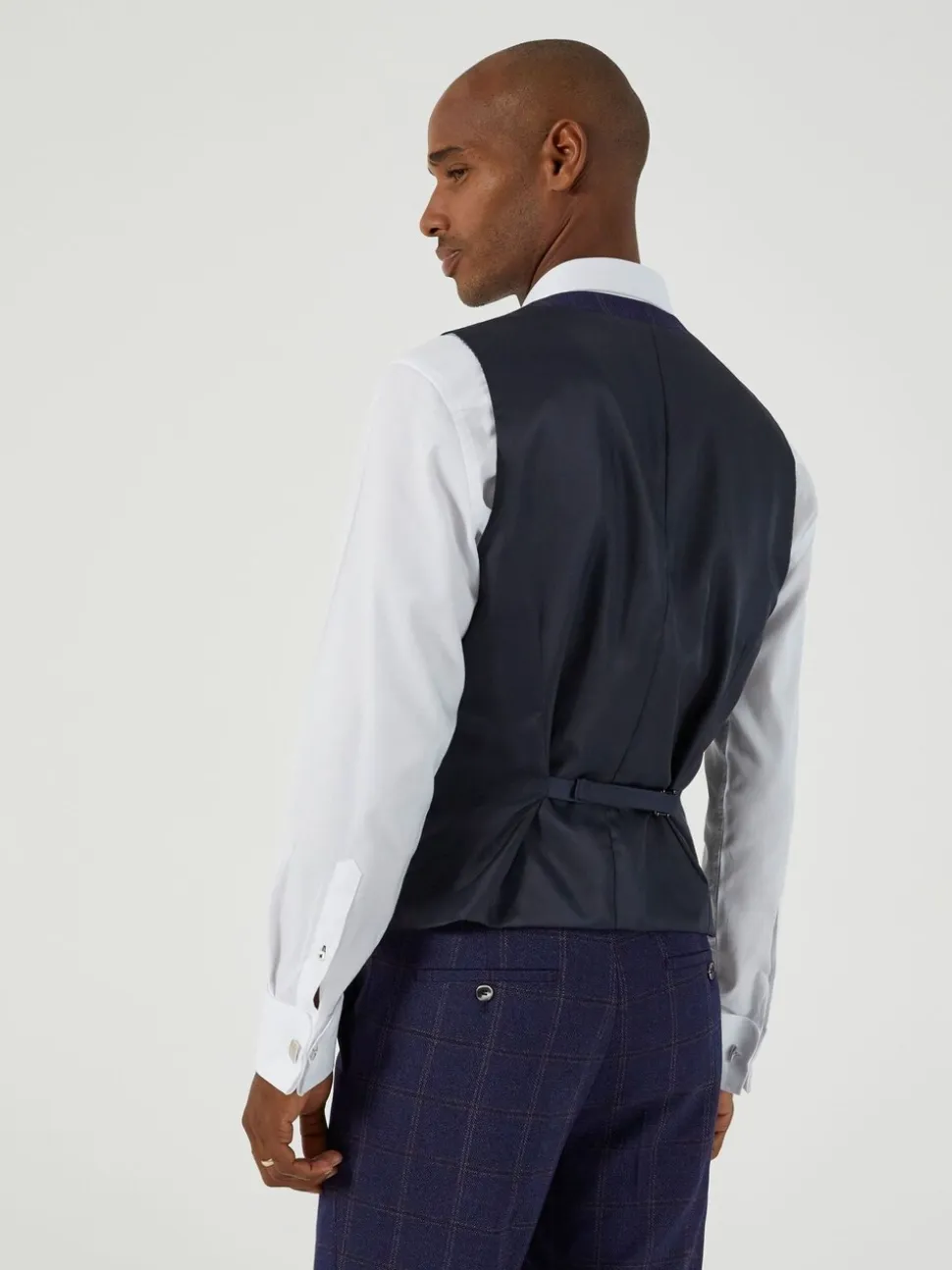 Skopes Blue Barron Check Single Breasted Suit Waistcoat