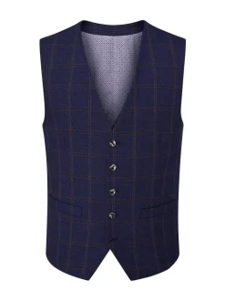Skopes Blue Barron Check Single Breasted Suit Waistcoat