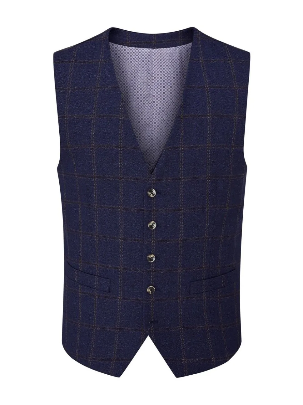 Skopes Blue Barron Check Single Breasted Suit Waistcoat