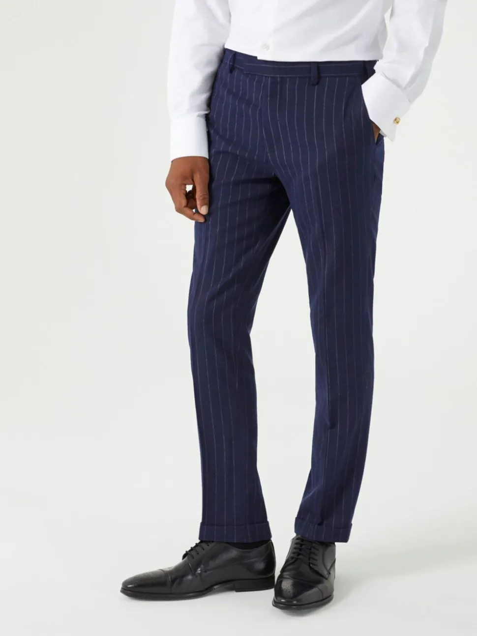 Skopes Blue Declan Suit Tapered Slim Fit Pinstripe Trousers