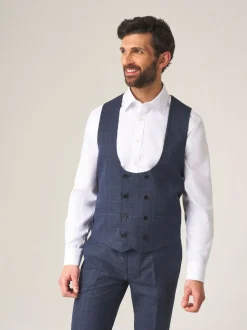 Skopes Blue Double Breasted Double Breasted Scoop Anello Suit Waistcoat