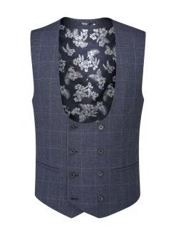 Skopes Blue Double Breasted Double Breasted Scoop Anello Suit Waistcoat