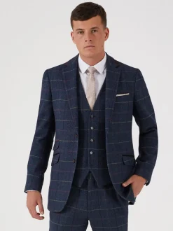 Skopes Blue Doyle Tweed Tailored Wool Blend Suit: Jacket