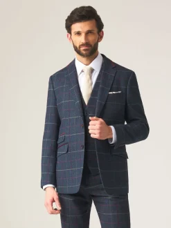 Skopes Blue Doyle Tweed Wool Blend Tailored Fit Suit Waistcoat