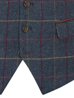 Skopes Blue Doyle Tweed Wool Blend Tailored Fit Suit Waistcoat