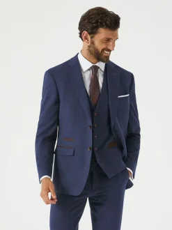 Skopes Blue Guildford Suit Soft Touch Tailored Fit Check Jacket